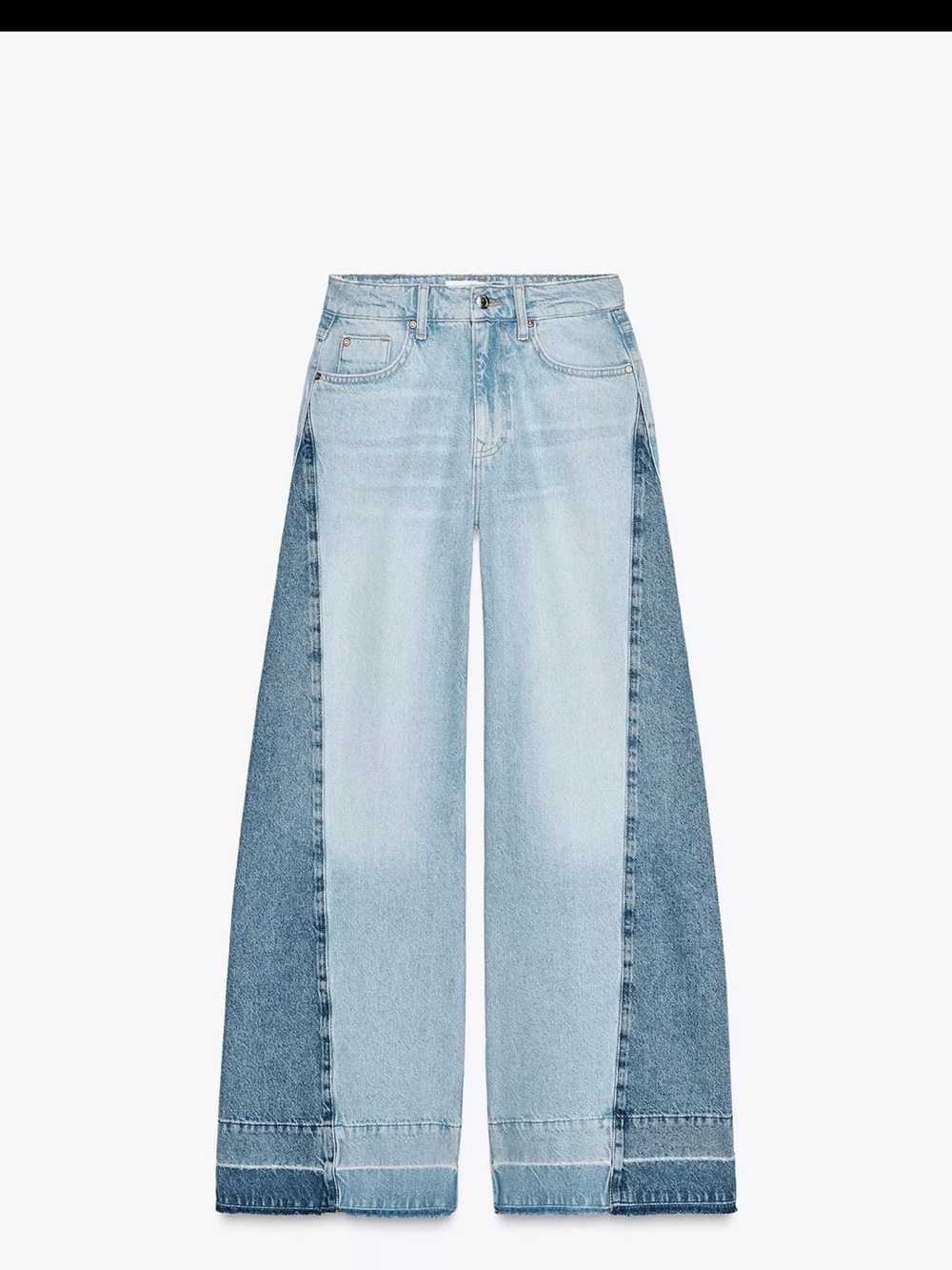 Zara Two-Tone Light Blue Wide Leg Jeans